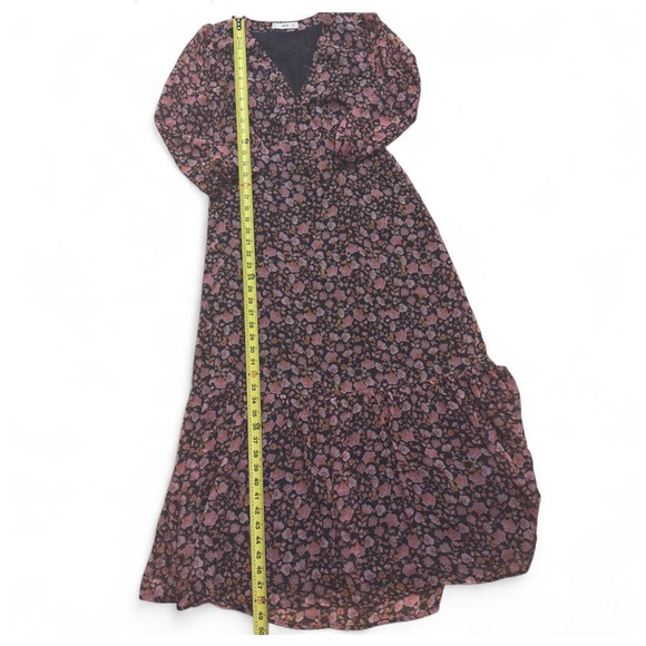 MNG (Mango) floral maxi dress, S with long sheer sleeves purple-pink‎ flowers - Picture 6 of 13